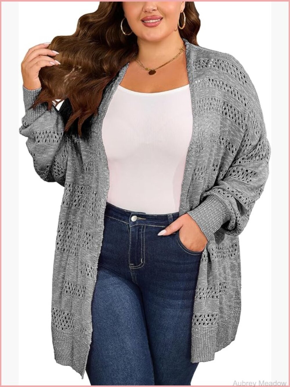 Plus Size Crochet Cardigan Kimono Oversized Long Sleeve Knitted Sweater Top Boho